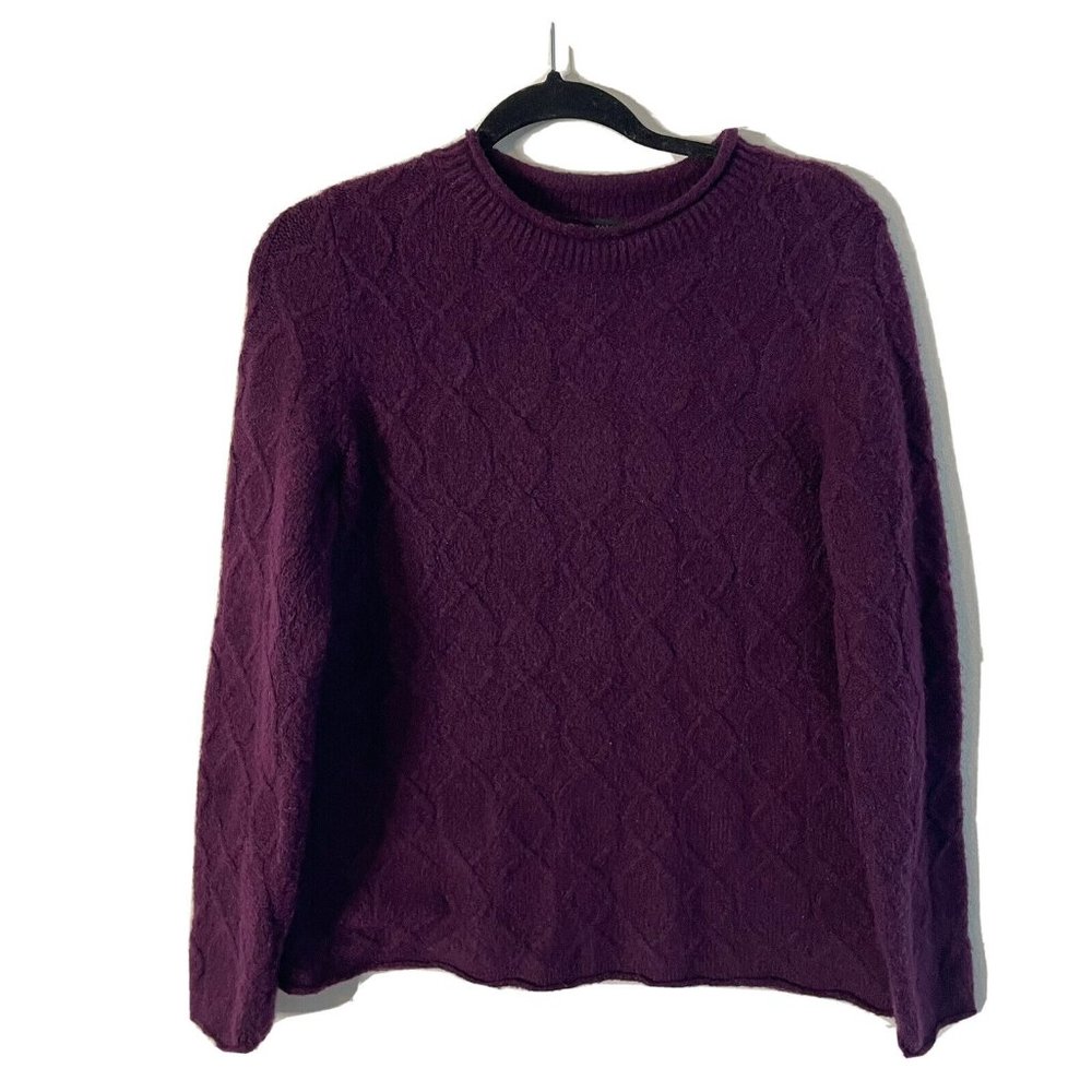 Talbots Womens Sweater Purple Cable Knit Size Large Long Sleeve